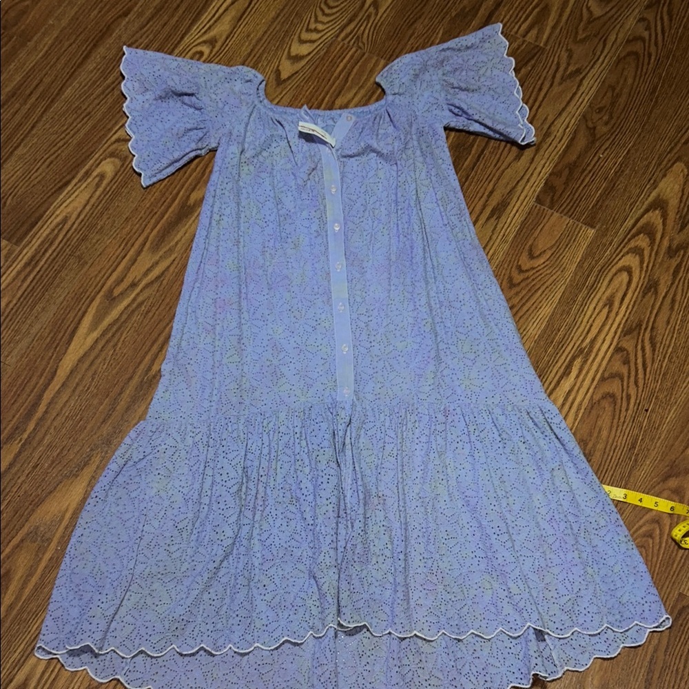 NWT Sandra Periwinkle Laced Overly Lined Flowy Floral Detail Dress Womens Large‎
